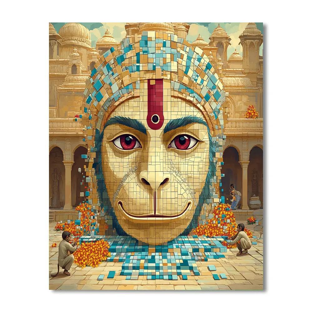 Temple Mosaic Hanuman Portrait Paint by numbers kits