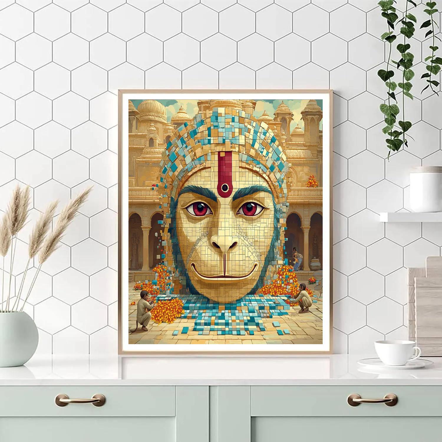 Temple Mosaic Hanuman Portrait Paint by numbers kits