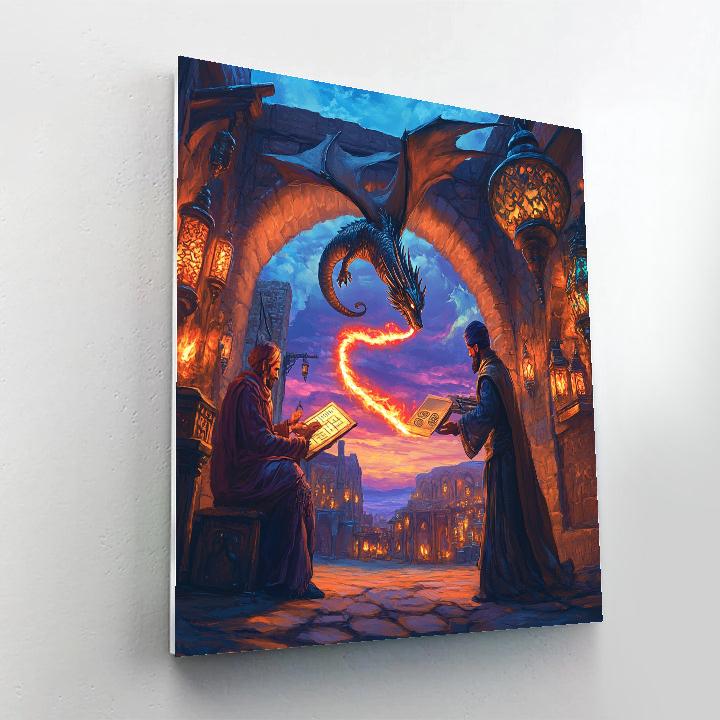 Market Of Ashes With Dragon Pact Number painting