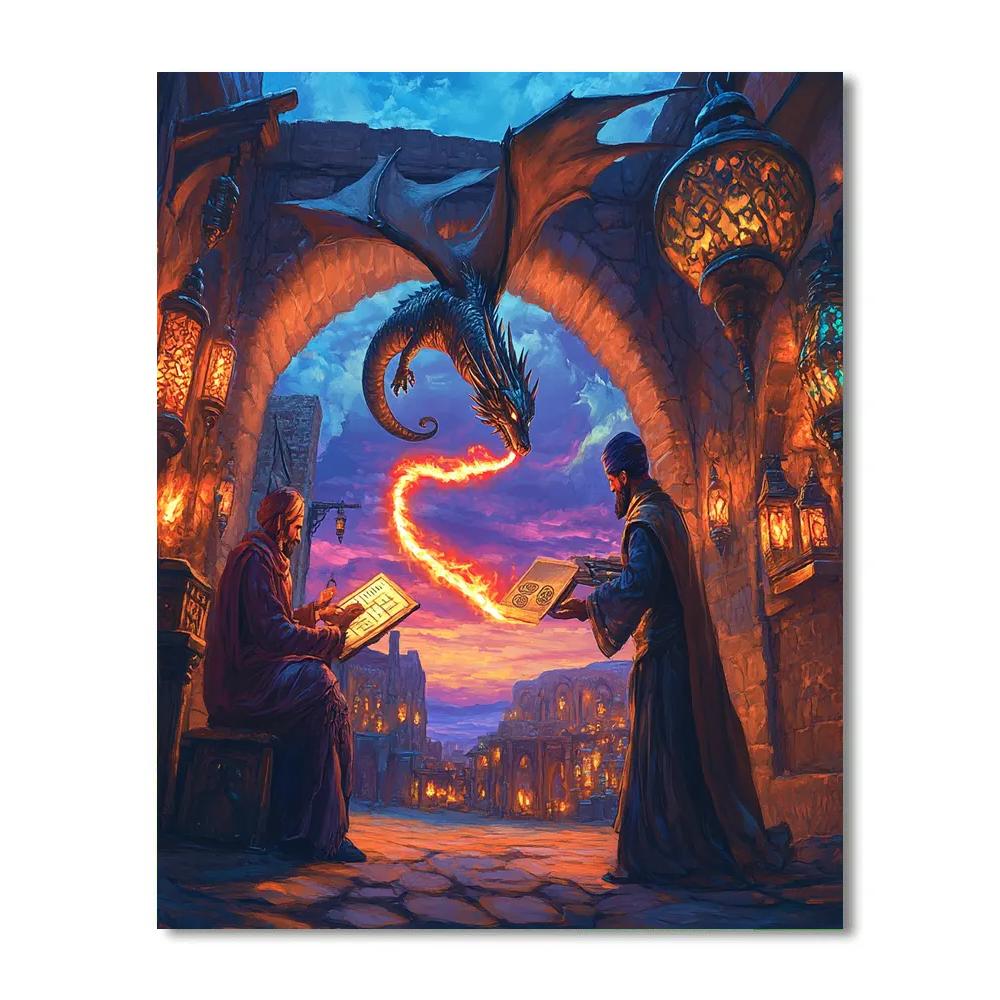 Market Of Ashes With Dragon Pact Number painting