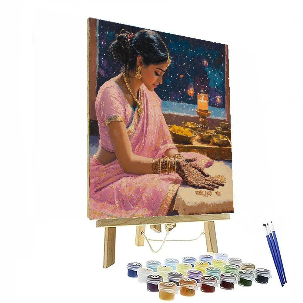 Parvati With Stardust Henna Ritual paint by numbers