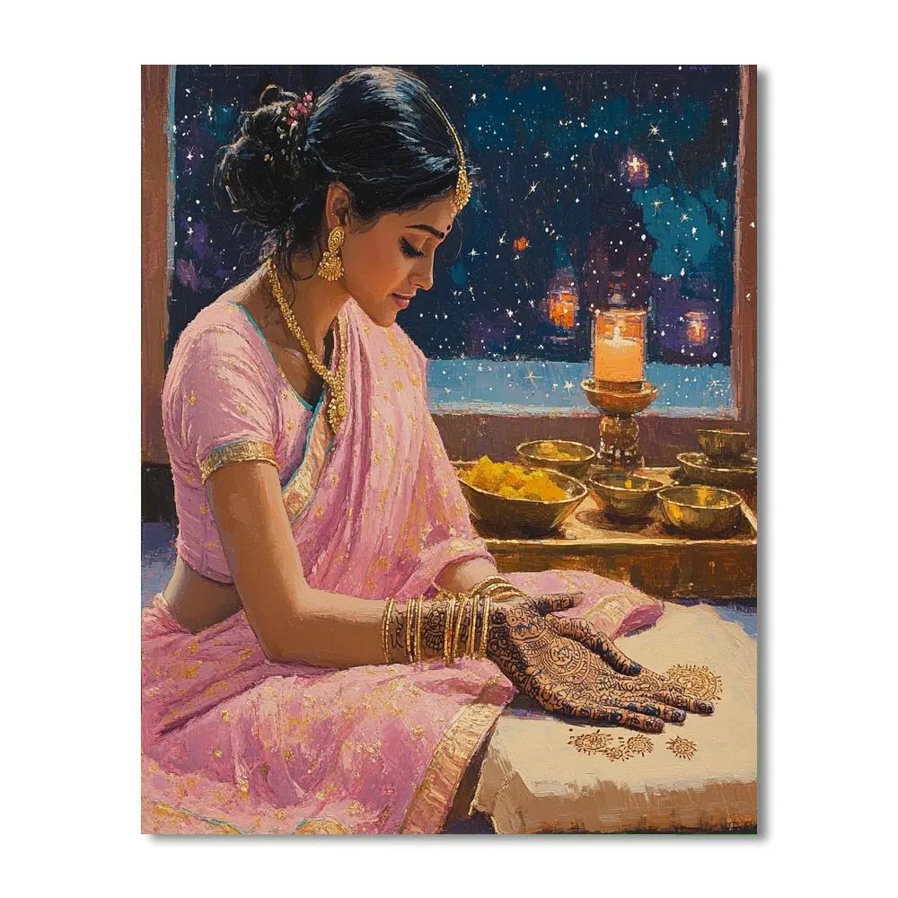 Parvati With Stardust Henna Ritual paint by numbers
