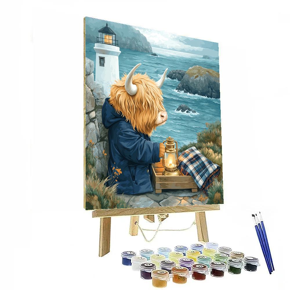 Highland Cow Lighthouse Keeper paint by numbers