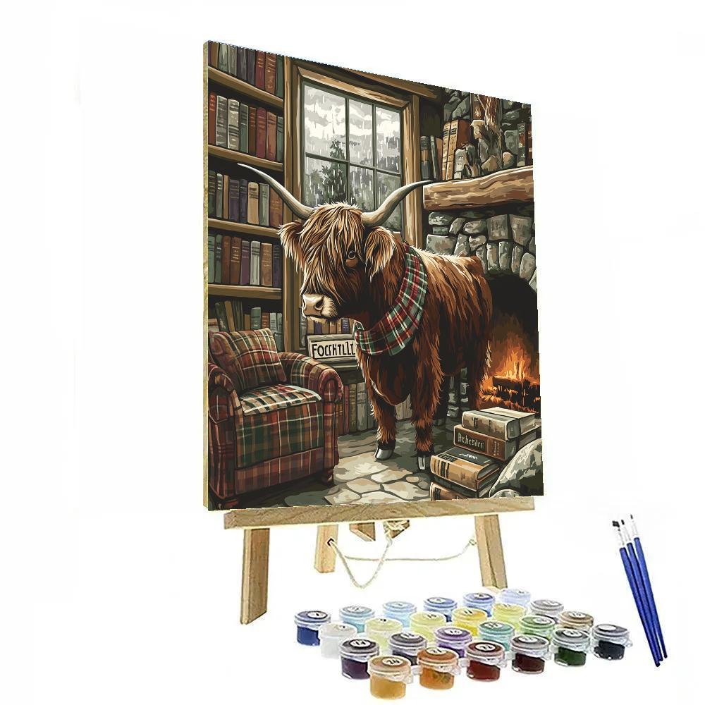 Highland Cow In Tartan Bookshop Paint by numbers kits