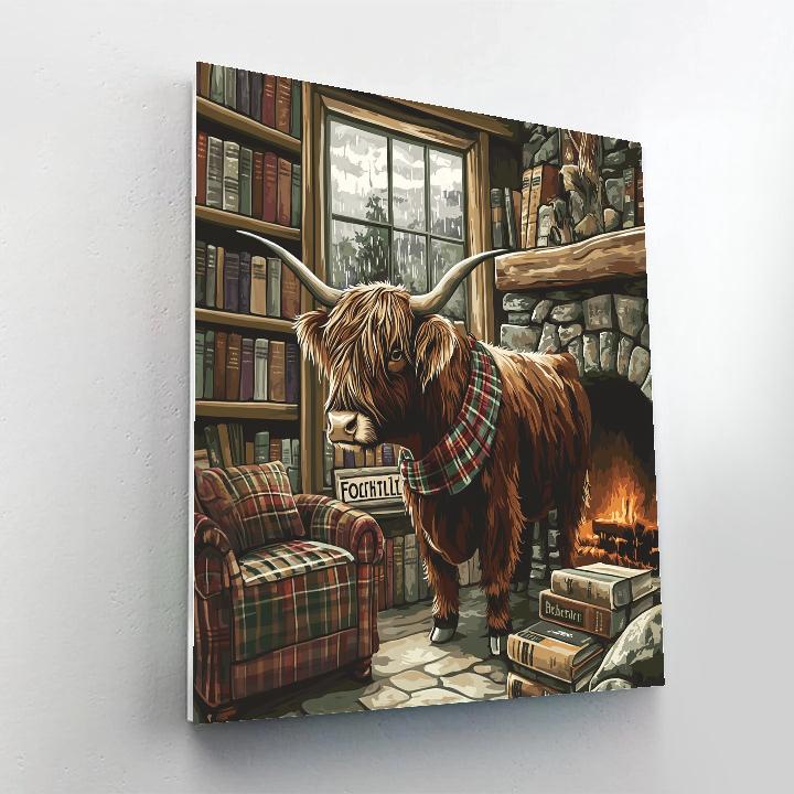 Highland Cow In Tartan Bookshop Paint by numbers kits
