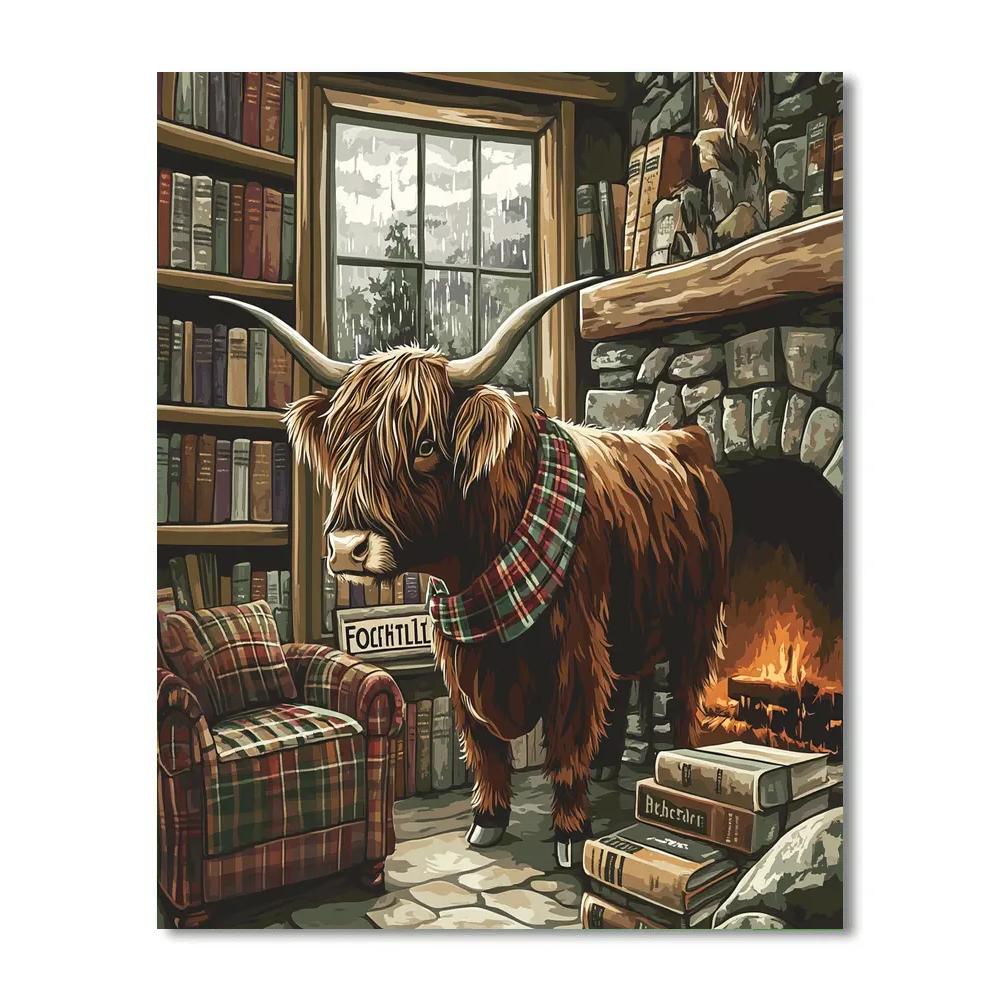 Highland Cow In Tartan Bookshop Paint by numbers kits