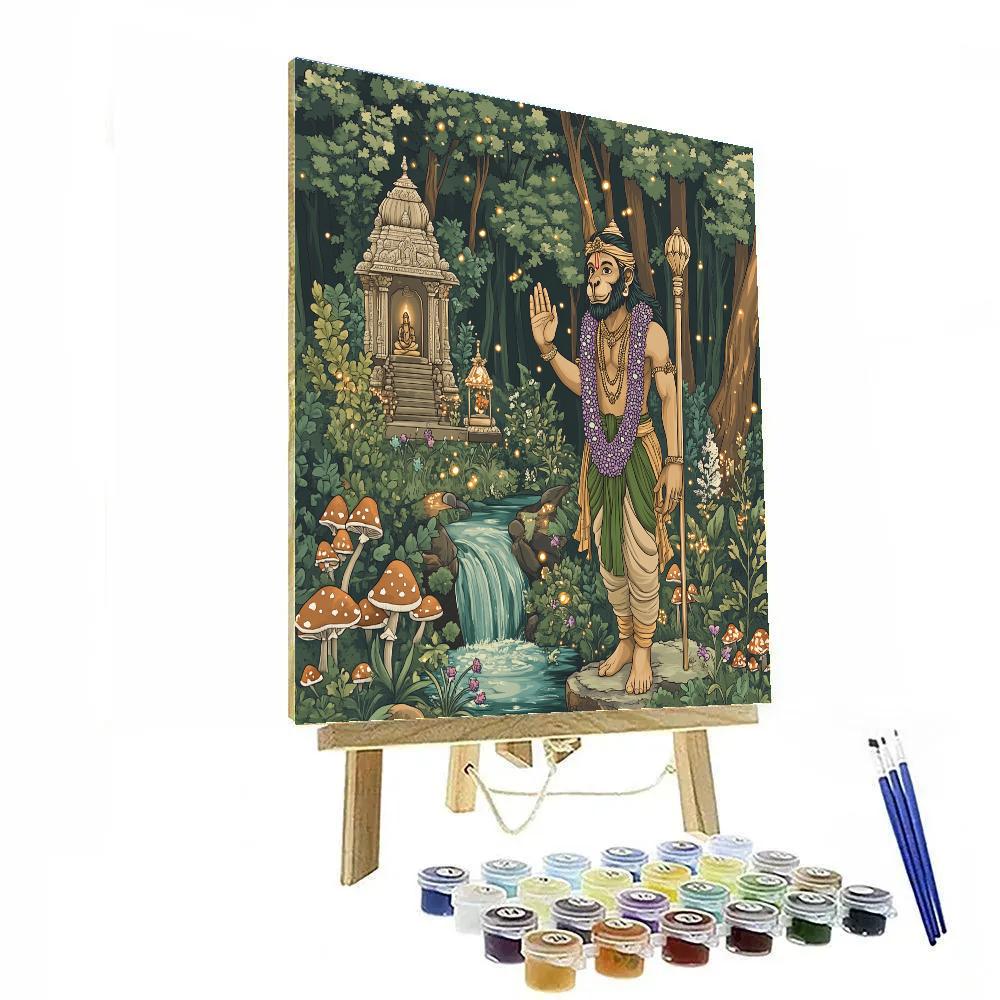 Forest Shrine With Hanuman Guardian Paint by numbers kits