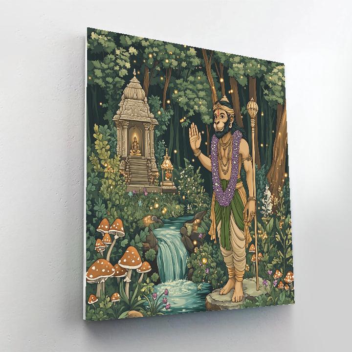 Forest Shrine With Hanuman Guardian Paint by numbers kits