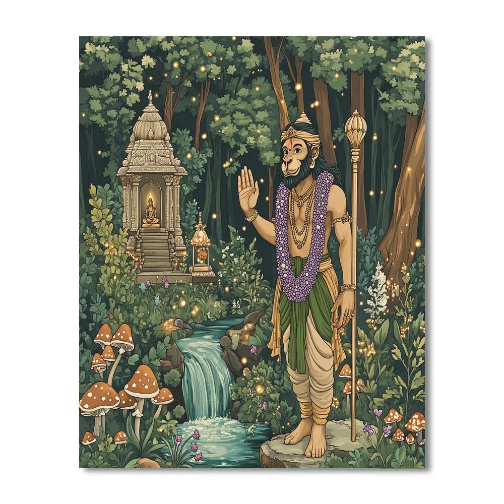 Forest Shrine With Hanuman Guardian Paint by numbers kits