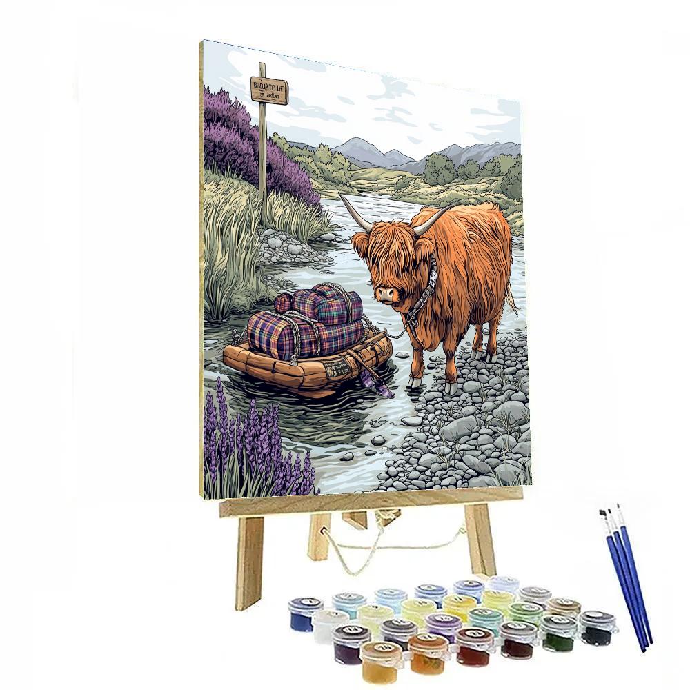 Highland Cow River Ferry Helper Numbered painting kits