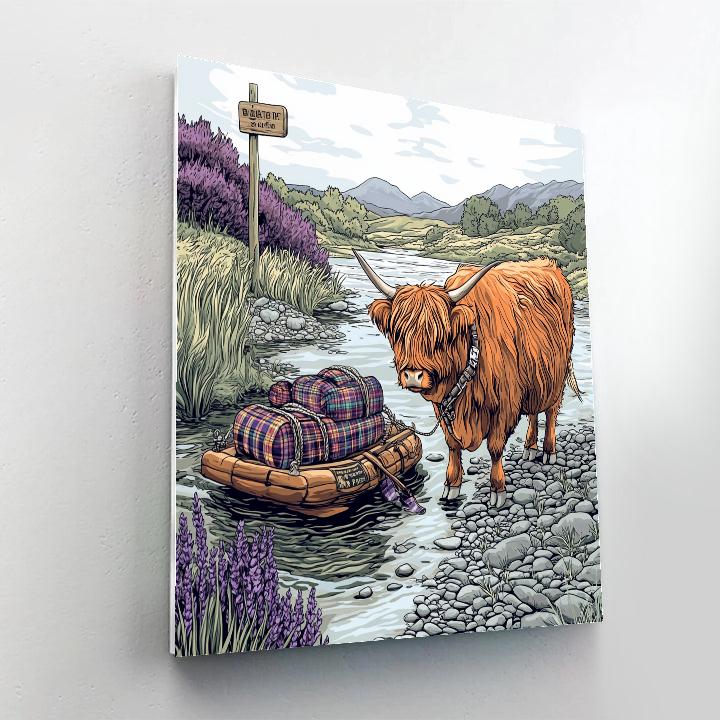 Highland Cow River Ferry Helper Numbered painting kits