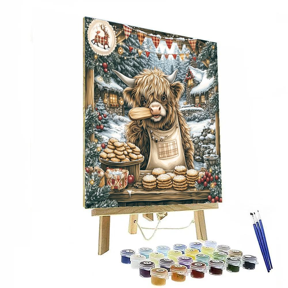 Winter Market Highland Cow Baker Painting by numbers kit