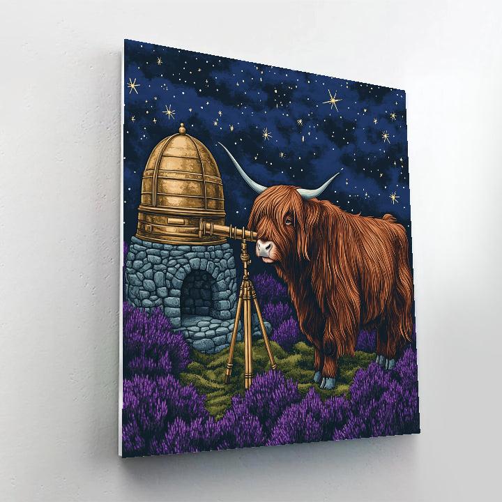 Highland Cow And Heather Observatory DIY paint by numbers