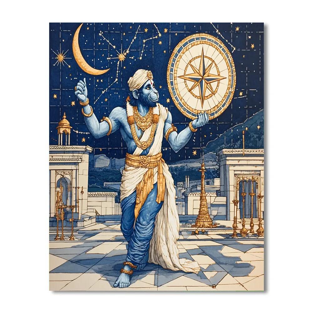 Hanuman Star Compass Ceremony Number painting