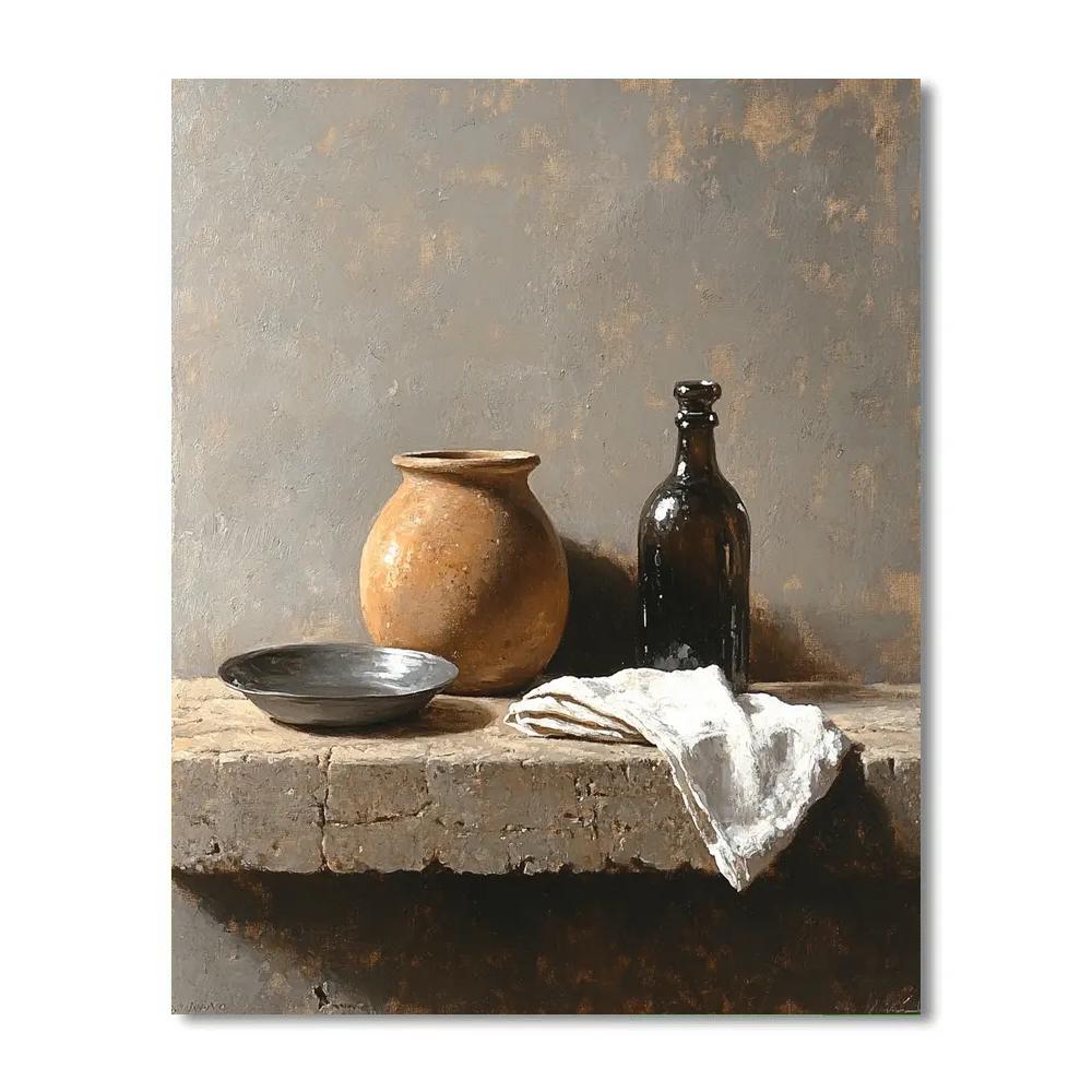 Diego Velázquez Inspired Silvery Hearth Still Life Numbered painting kits