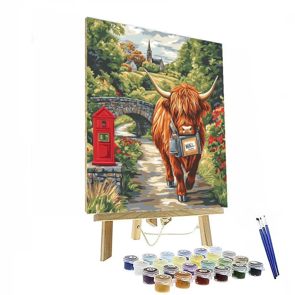 Highland Cow Postal Route painting number kit