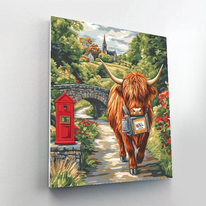 Highland Cow Postal Route painting number kit