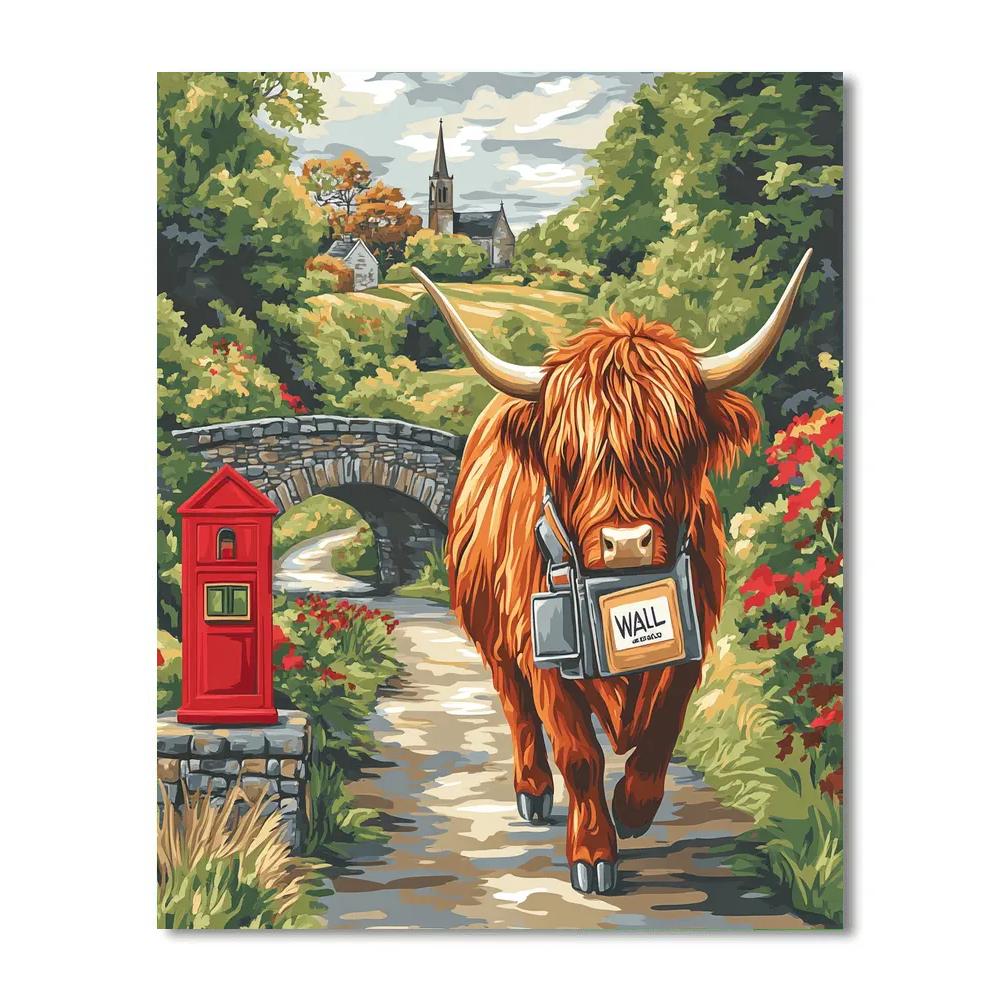 Highland Cow Postal Route painting number kit
