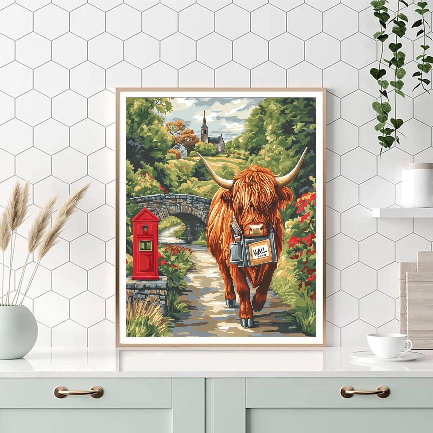 Highland Cow Postal Route painting number kit