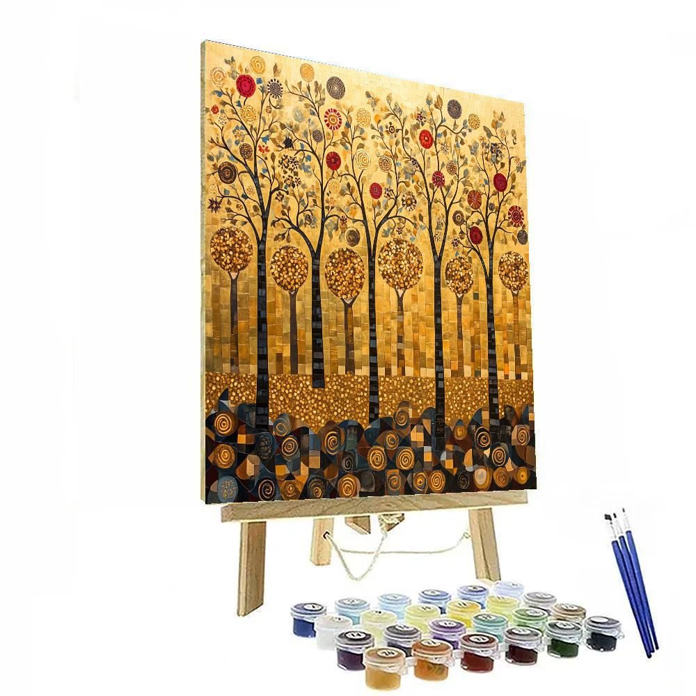 Gustav Klimt Inspired Celestial Orchard Of Spiral Blossoms painting number kit