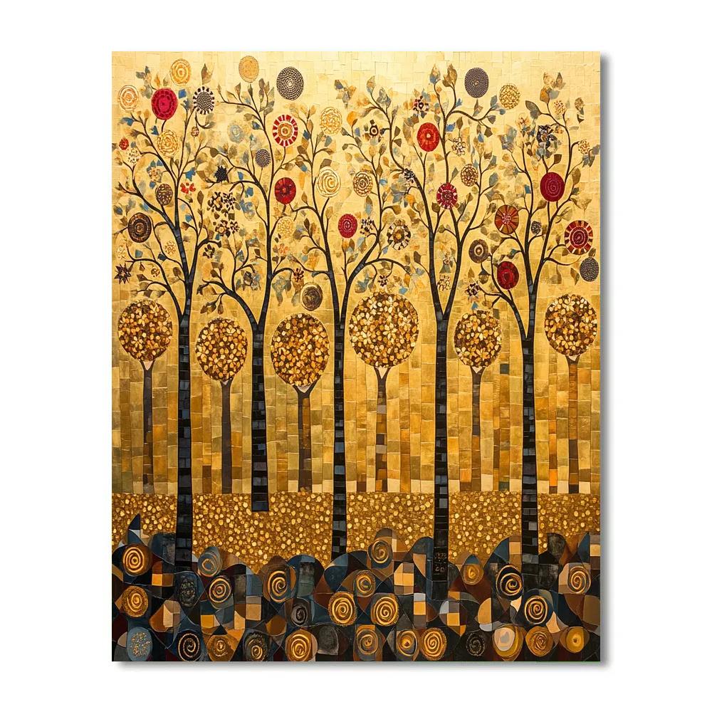 Gustav Klimt Inspired Celestial Orchard Of Spiral Blossoms painting number kit