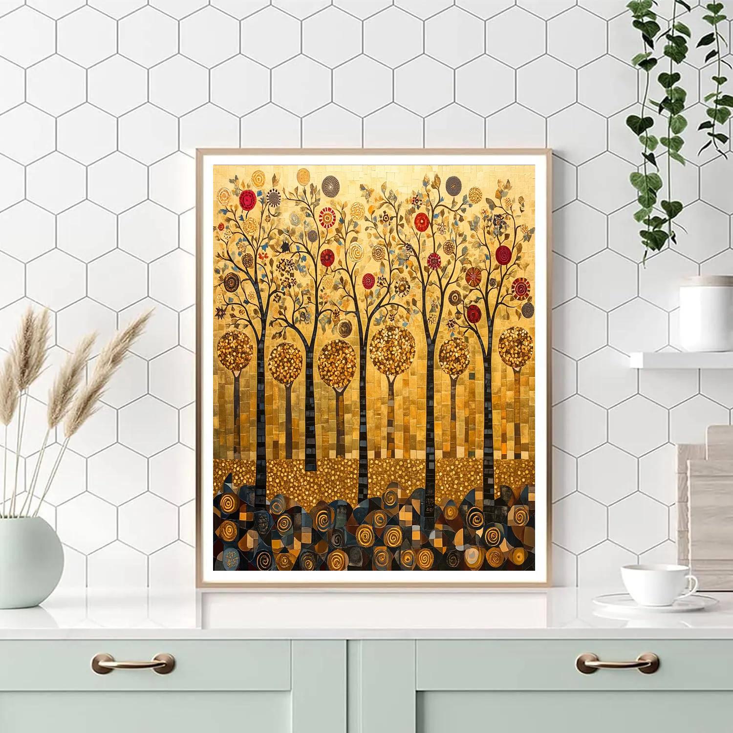 Gustav Klimt Inspired Celestial Orchard Of Spiral Blossoms painting number kit