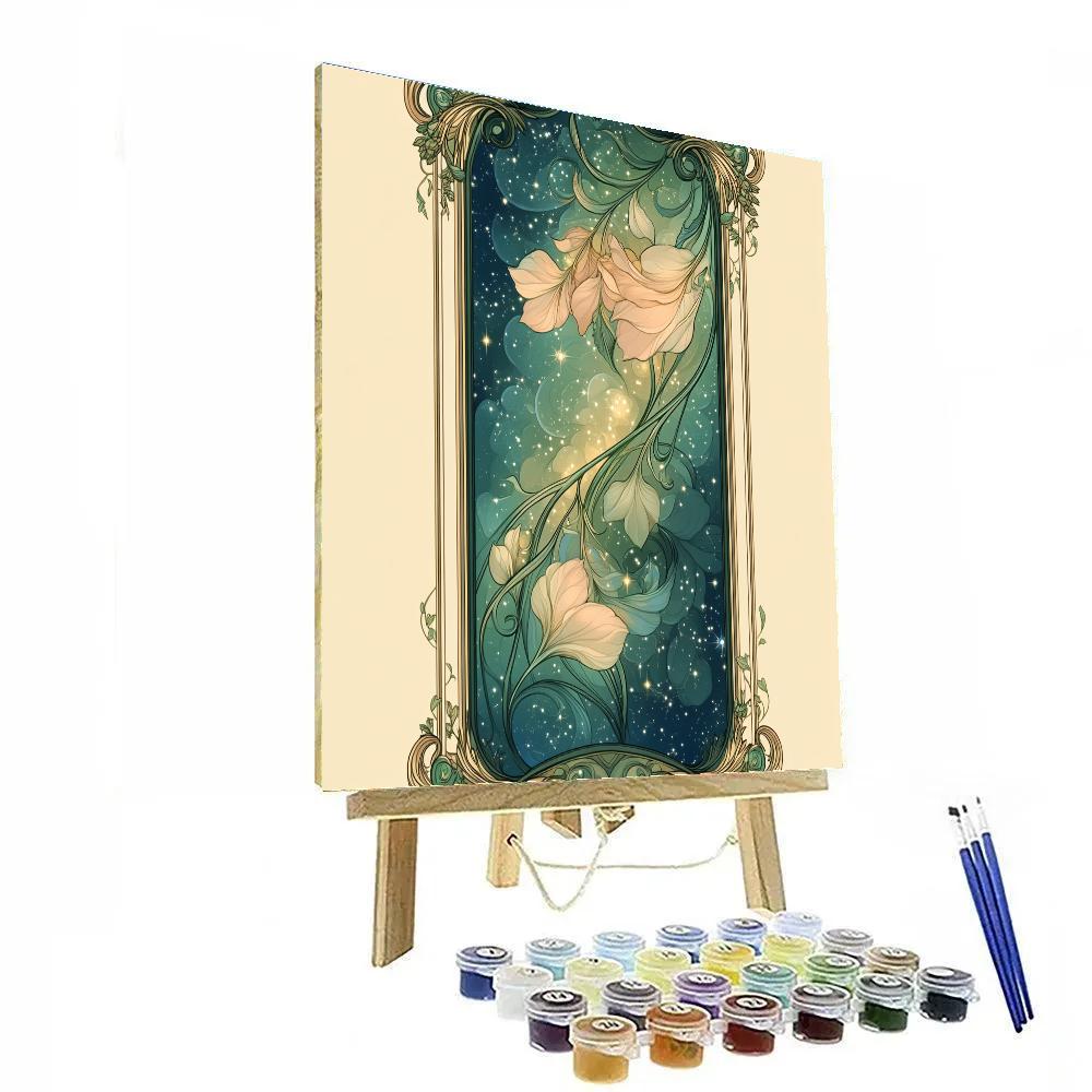 Alphonse Mucha Inspired Verdant Nebula Lattice Paint by numbers kits