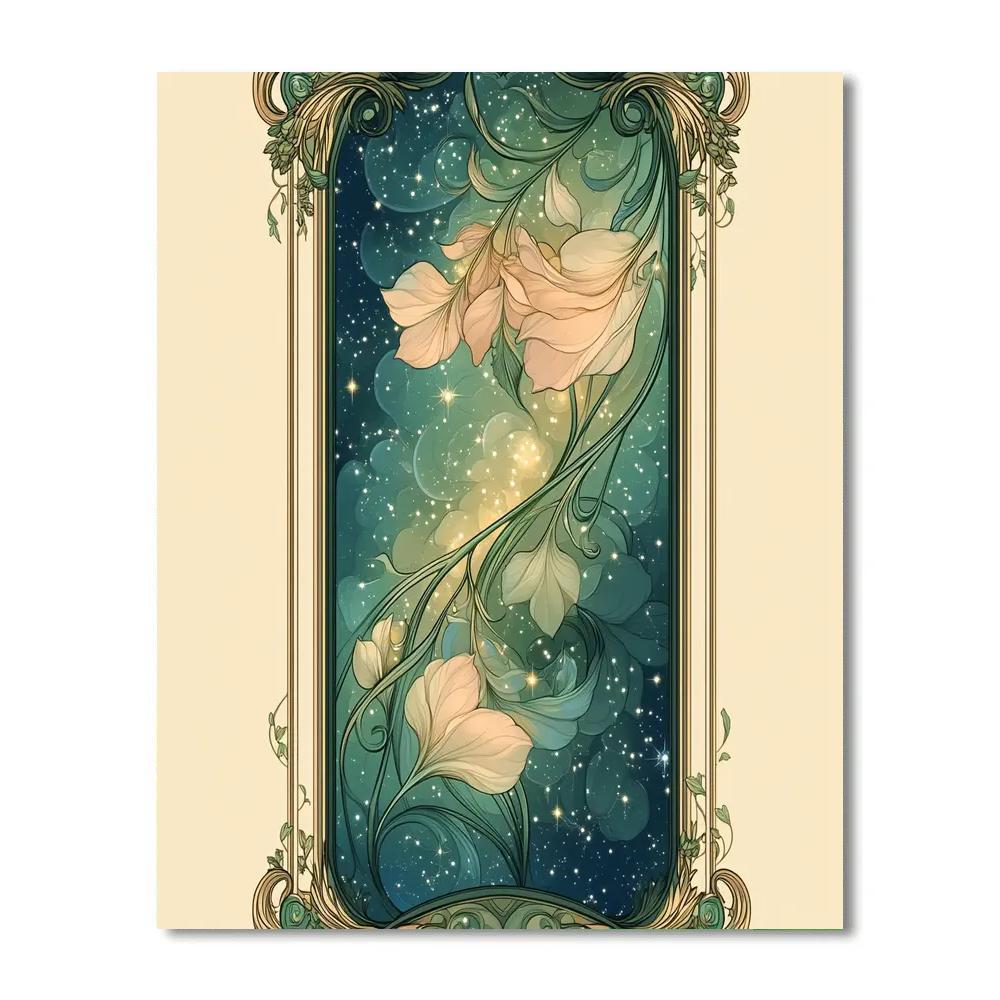 Alphonse Mucha Inspired Verdant Nebula Lattice Paint by numbers kits