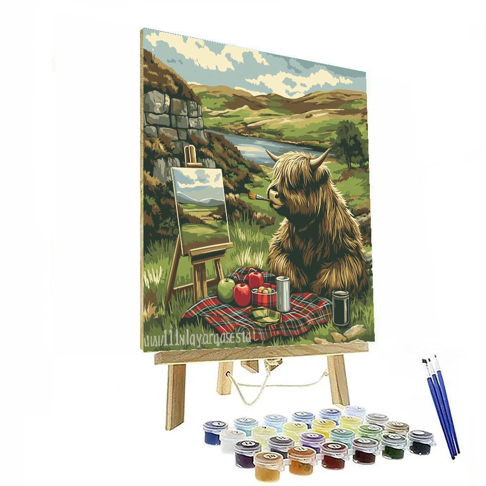 Highland Cow Picnic Blanket Painter Numbered painting kits