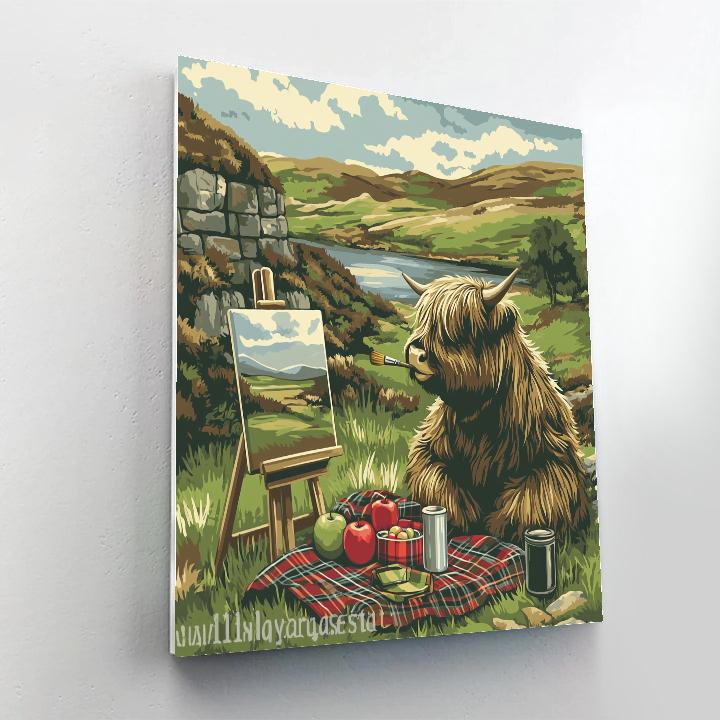 Highland Cow Picnic Blanket Painter Numbered painting kits