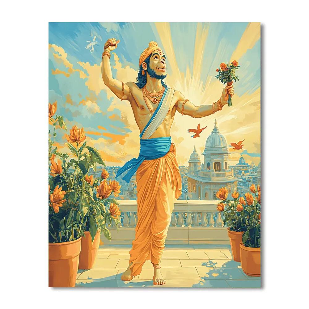 Hanuman Sunrise Yoga Flow Number painting