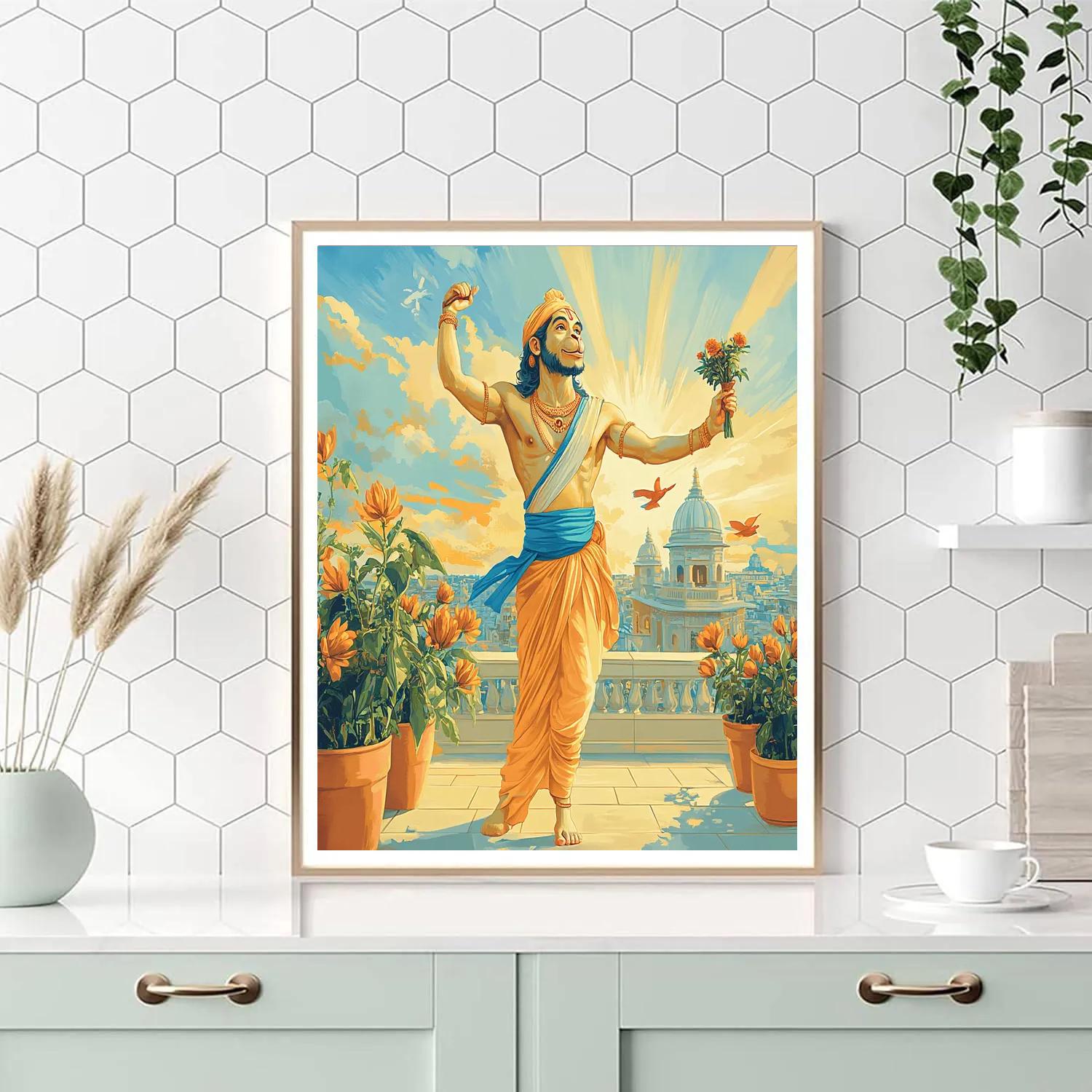 Hanuman Sunrise Yoga Flow Number painting