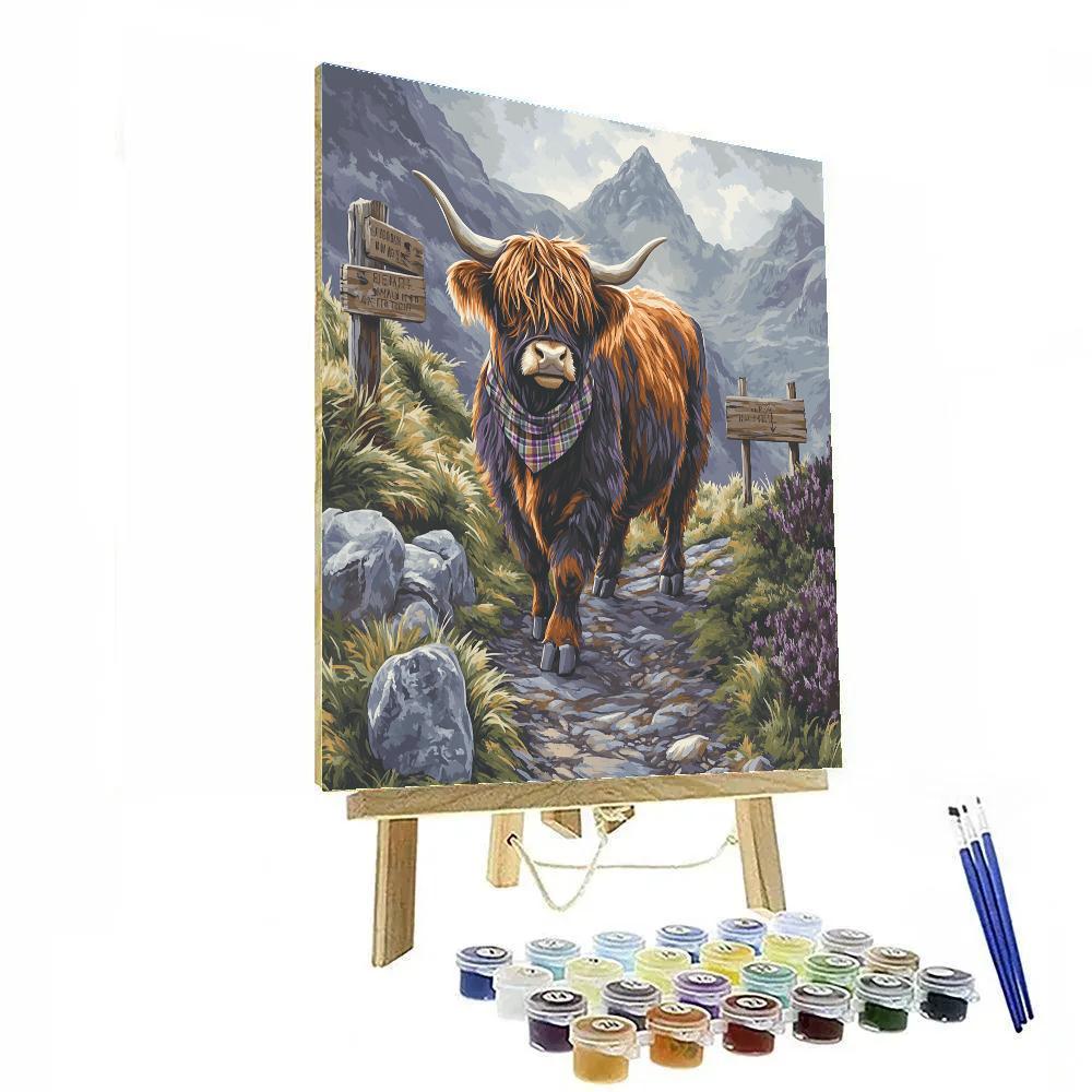 Mountain Path Highland Cow Guide Painting by numbers kit