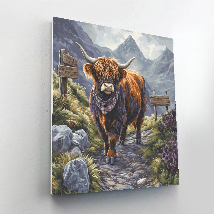 Mountain Path Highland Cow Guide Painting by numbers kit