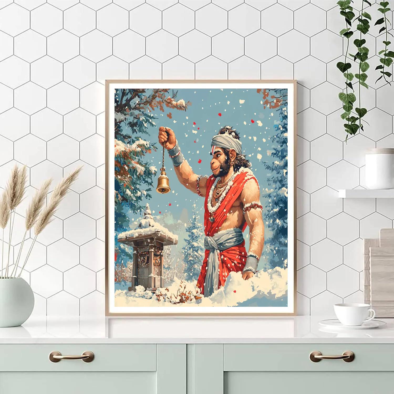 Hanuman Snow Bell Rescue Paint by numbers art