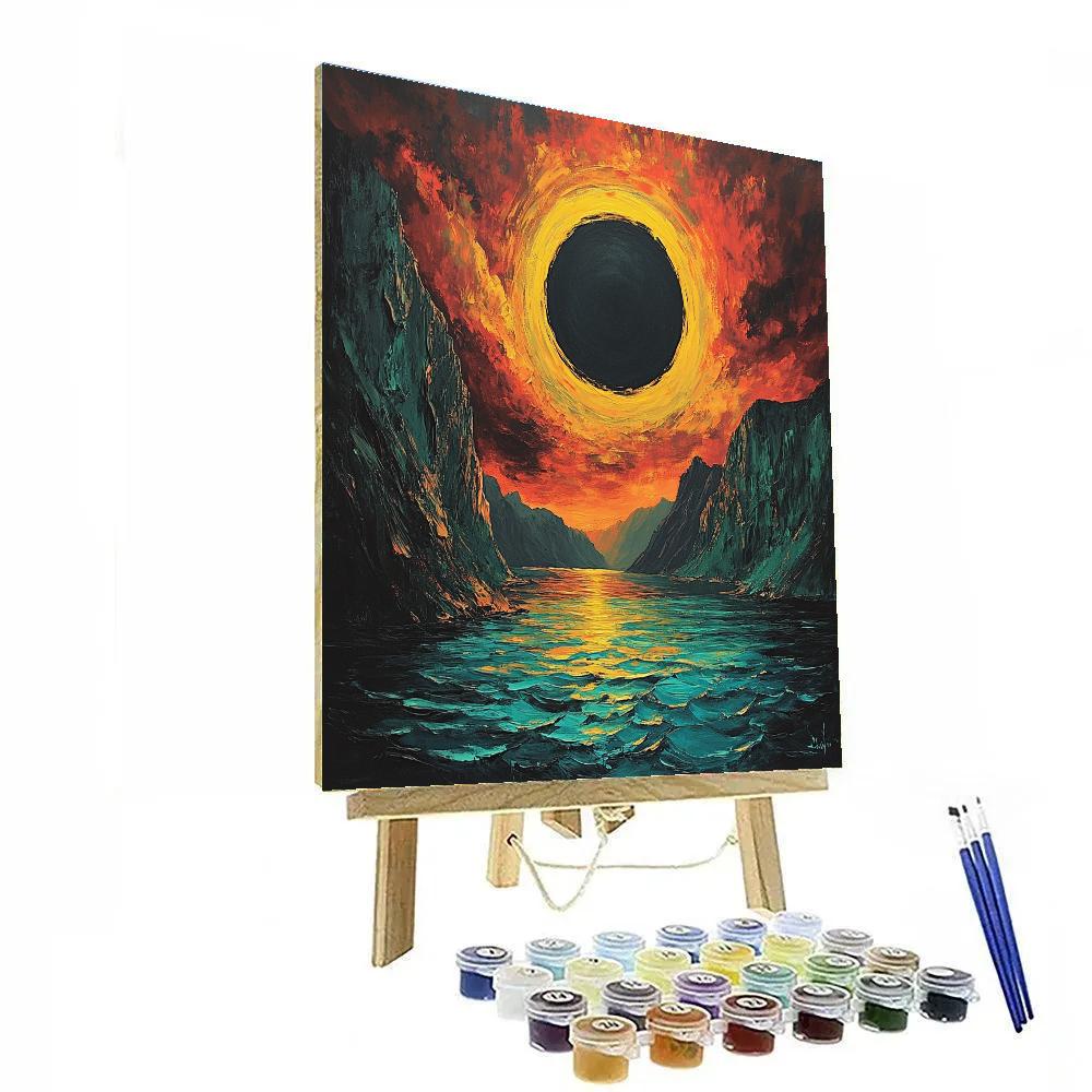 Edvard Munch Inspired Eclipse Over A Trembling Fjord paint by number