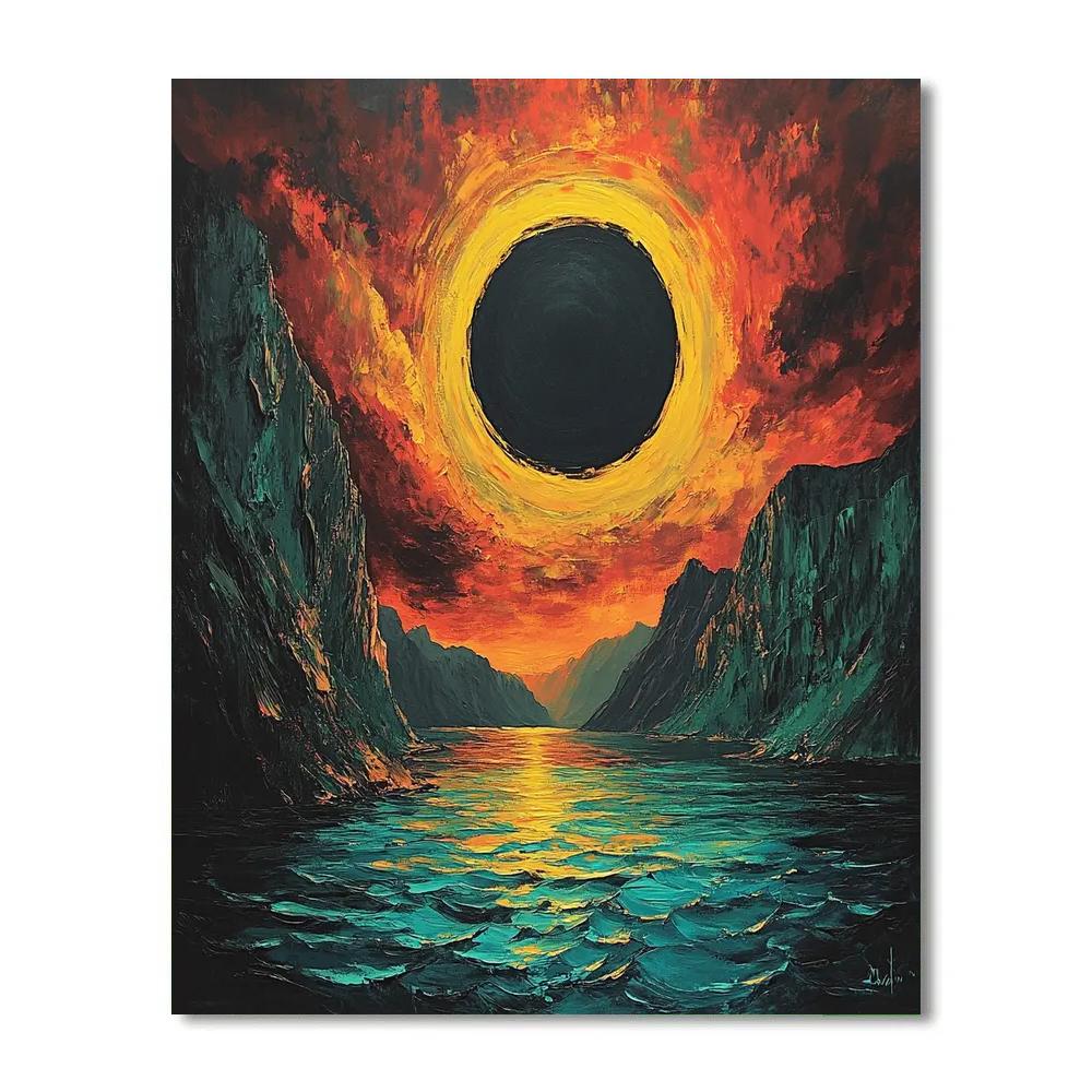 Edvard Munch Inspired Eclipse Over A Trembling Fjord paint by number