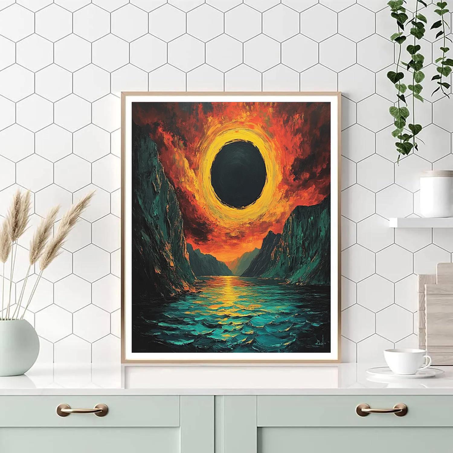 Edvard Munch Inspired Eclipse Over A Trembling Fjord paint by number