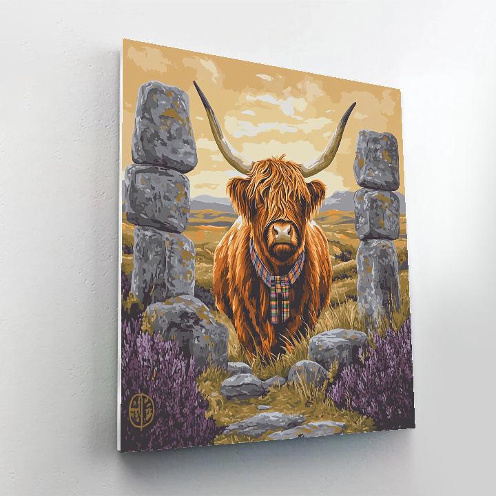 Stone Circle Highland Cow Guardian Painting by numbers kit