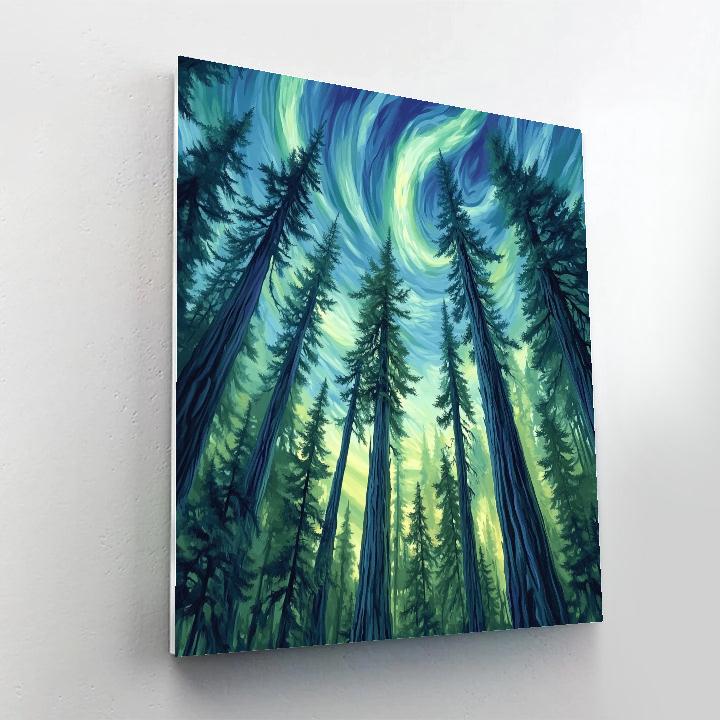 Emily Carr Inspired Aurora Over Cathedral Cedar Grove Paint by numbers kits