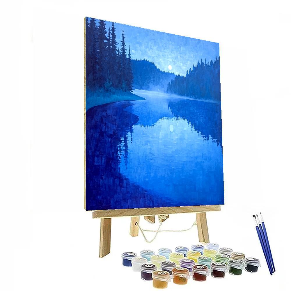 Claude Monet Inspired Alpine Lake Blue Hour Veil Paint by numbers kits