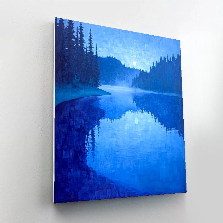 Claude Monet Inspired Alpine Lake Blue Hour Veil Paint by numbers kits