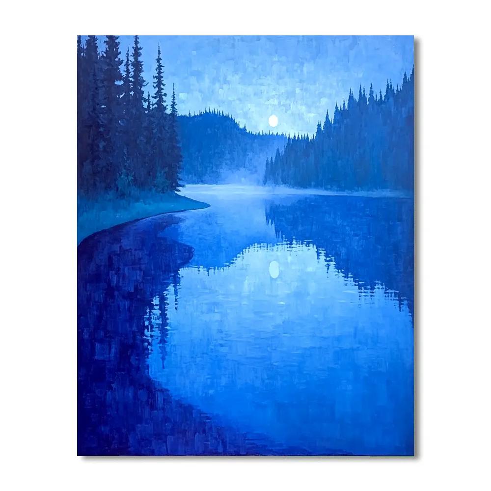 Claude Monet Inspired Alpine Lake Blue Hour Veil Paint by numbers kits