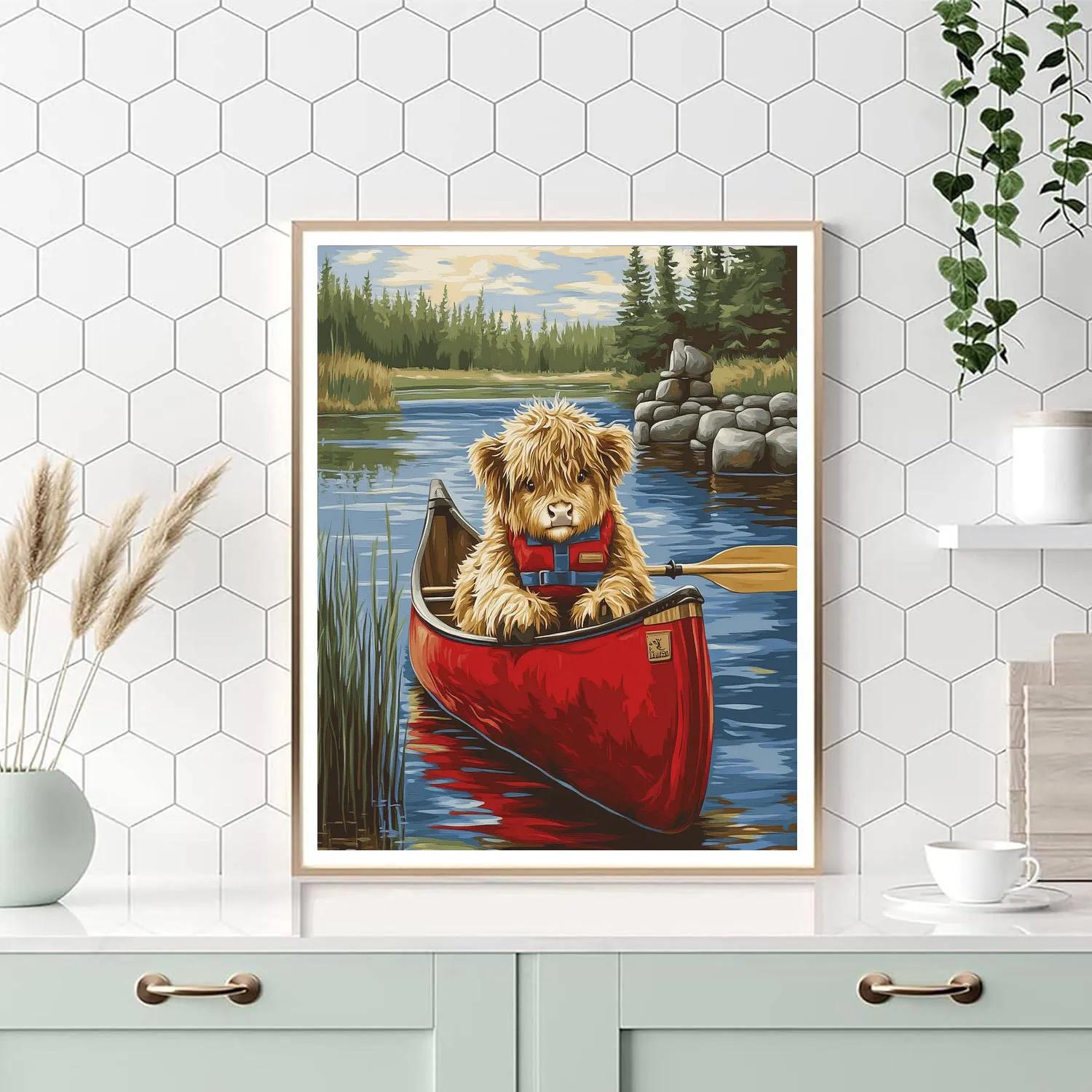 Highland Cow Canoe Companion paint by color