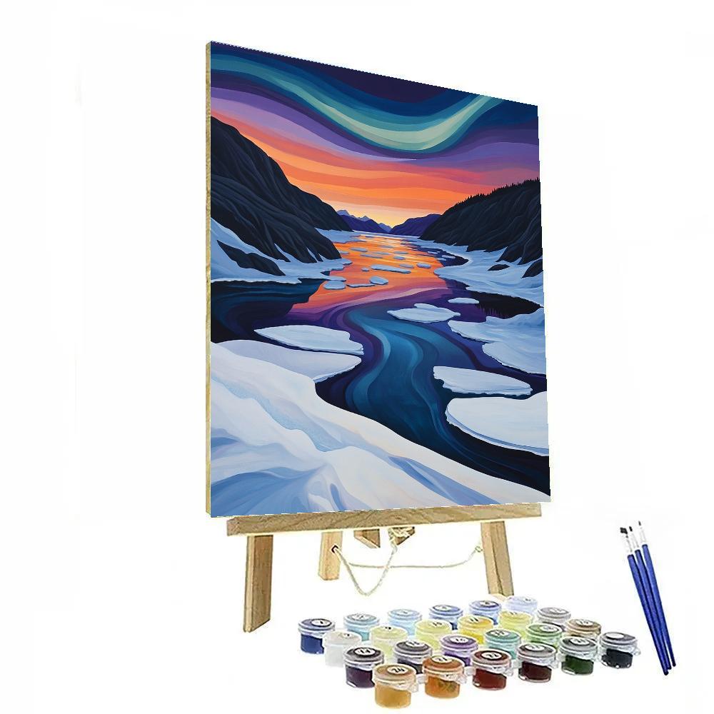 Frederick Varley Inspired Auroral Thaw Over Silent Fjord Paint by numbers kits