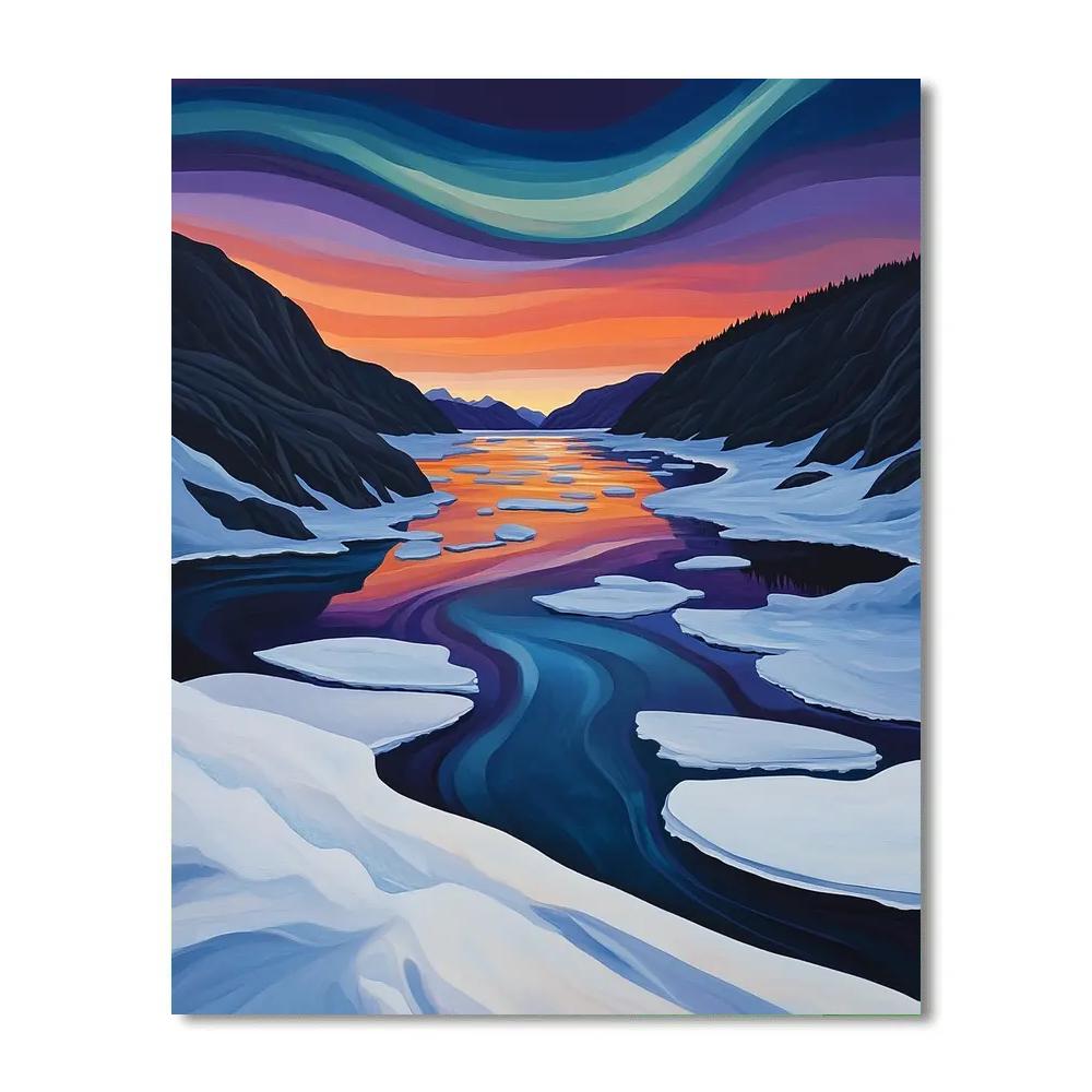 Frederick Varley Inspired Auroral Thaw Over Silent Fjord Paint by numbers kits