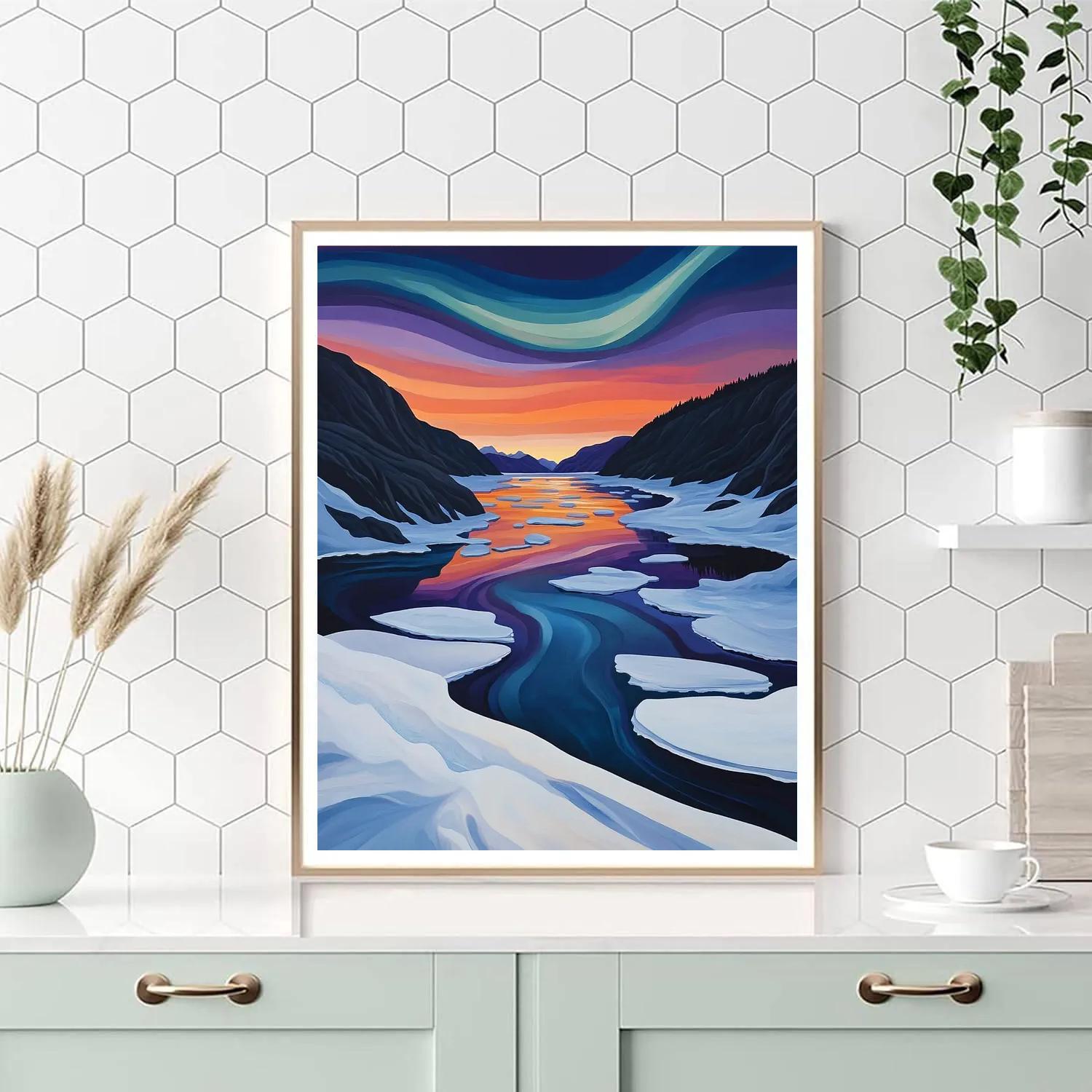 Frederick Varley Inspired Auroral Thaw Over Silent Fjord Paint by numbers kits