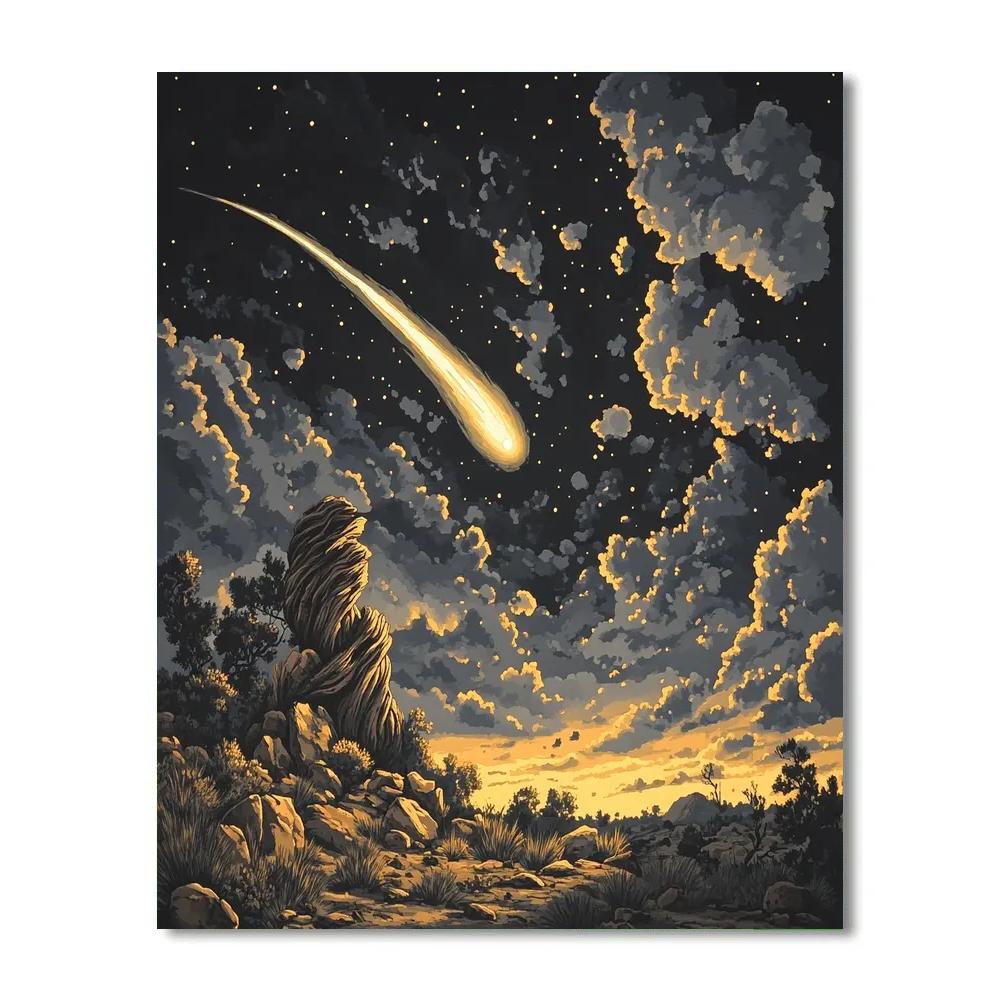 Francisco Goya Inspired Comet Glow Above Thornwood Ridge Painting by numbers kit