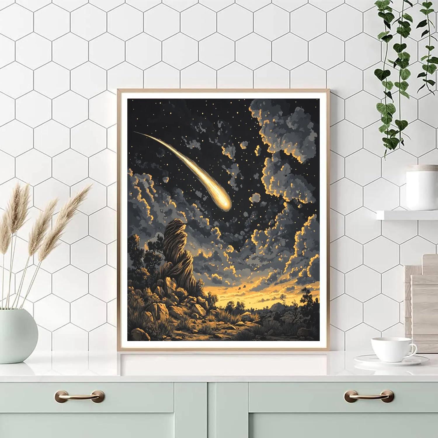 Francisco Goya Inspired Comet Glow Above Thornwood Ridge Painting by numbers kit