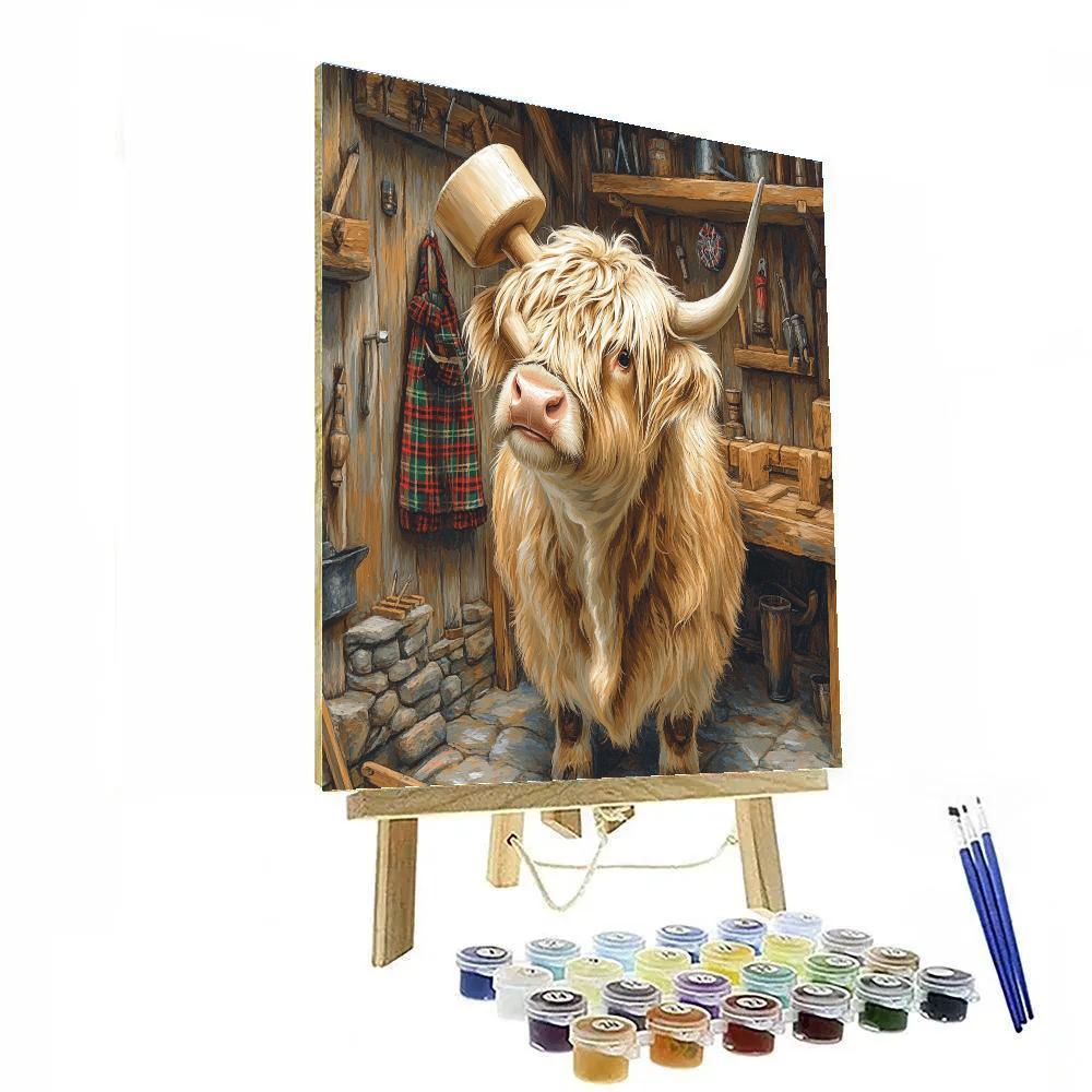 Highland Cow Workshop Tool Helper paint by numbers